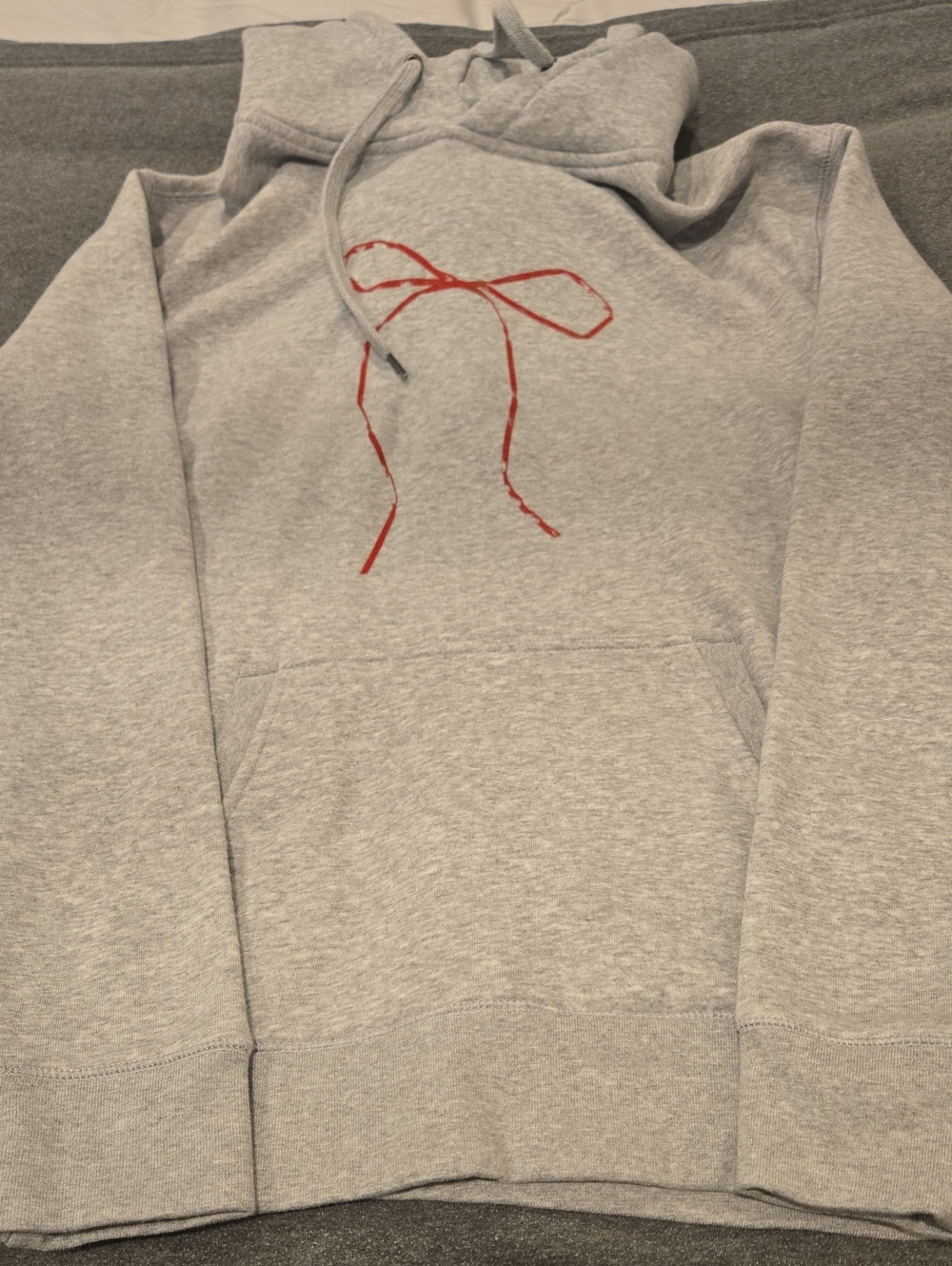 Pacific Sunwear Light Gray Hoodie with Red Bow Graphic